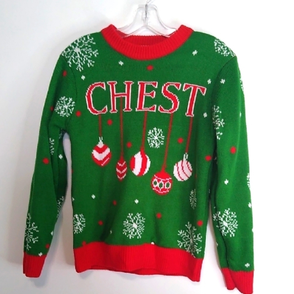 Ugly Christmas -Green and Red Unisex Holiday Sweater Size XS